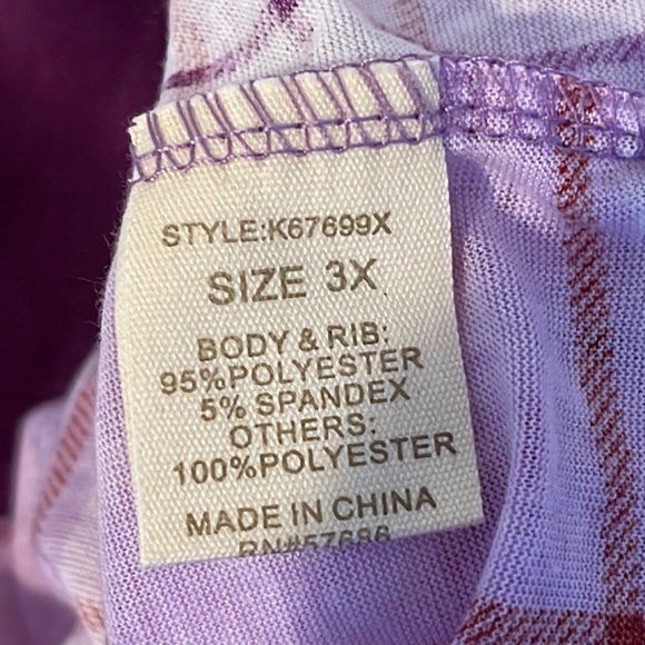 Paper & Tee Deep Purple Plaid Flannel Pullover V Neck Sweater Size 3XL New - Picture 8 of 8